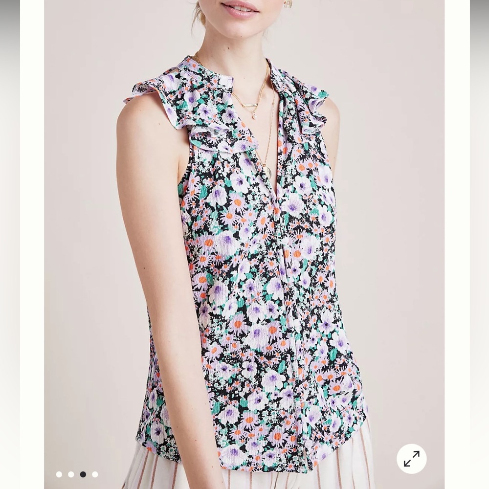 Anthropologie chalmers floral sleeveless top size large